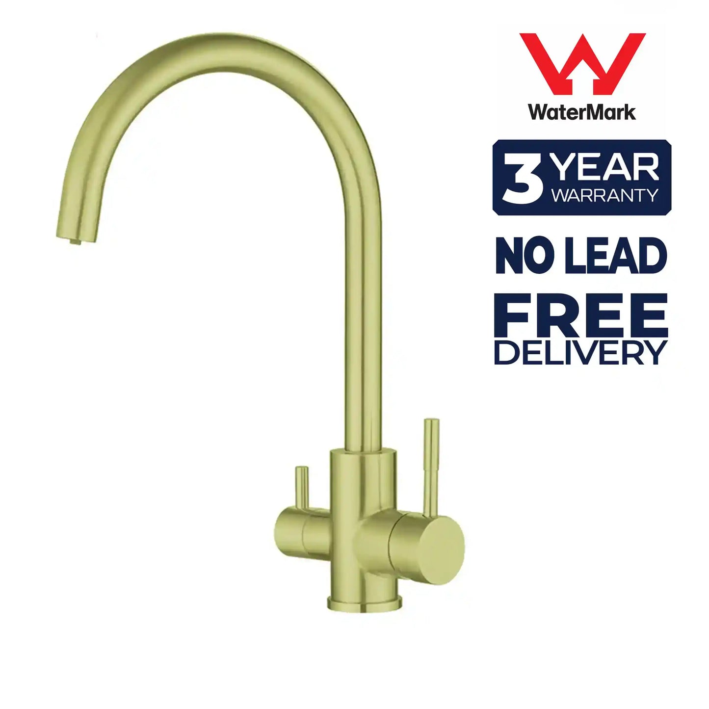 3 Way Mixer Tap Gold Umbrella Style 360 Rotation
