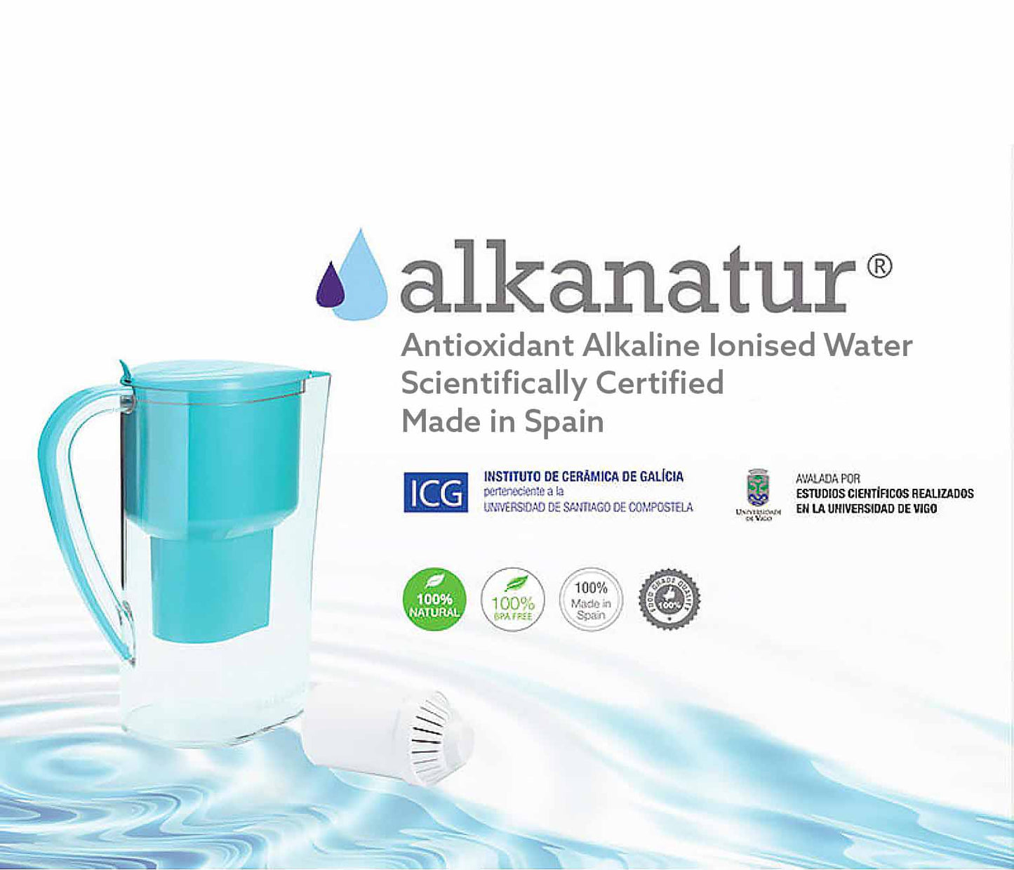 Alkanatur Alkaline Ionised Antioxidant Jug Pink