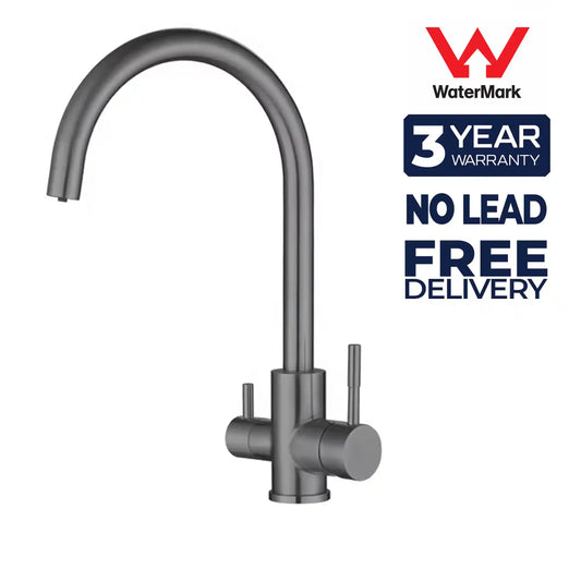 3 Way Mixer Tap Gunmetal Umbrella Style 360 Rotation