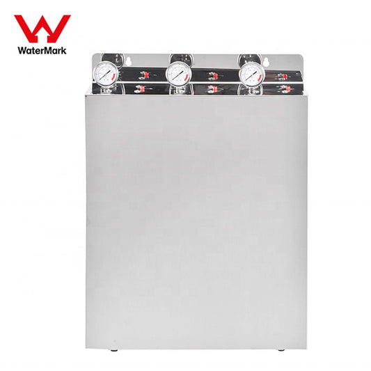 Aquarius Whole House Triple System Stainless Steel Cover 20" x 4.5" with three gauges on top.